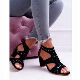 Sandali da donna su un tacco alto Lu Boo con ritagli Black Things nero 1