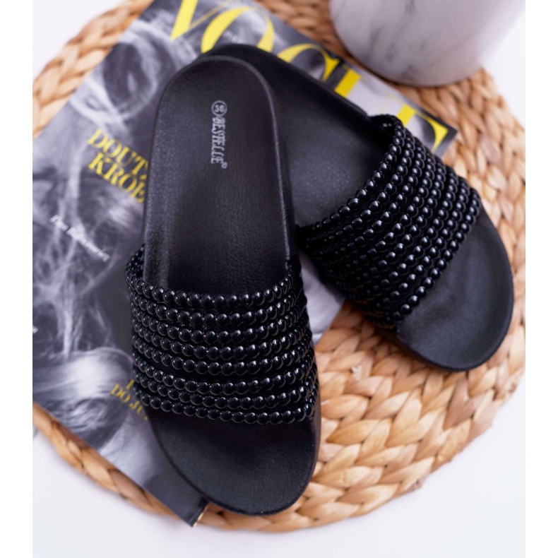 Pantofole da Donna con Perline Nere Elavi nero 1