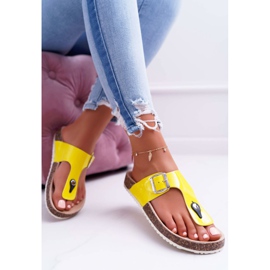 SEA Pantofole da donna infradito su sughero, tavolozza gialla laccata giallo 1