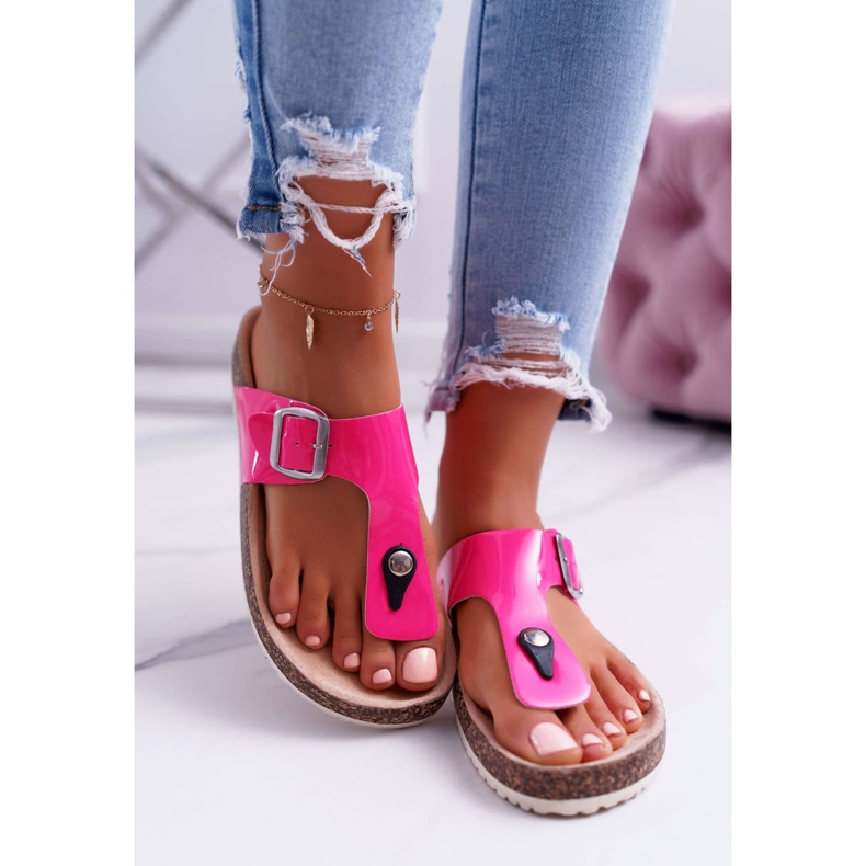 SEA Pantofole Donna Infradito Su Palette Fucsia Laccato Sughero rosa 1