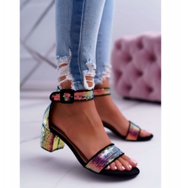 Sandali da donna con tacco alto Lu Boo Paillettes iridescenti Nero Tindal 2