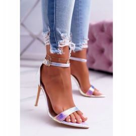 Sandali da donna con tacco alto Lu Boo Opalescent Gasoline Debbi multicolore rosa 1