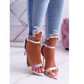 Sandali da donna con tacco alto Lu Boo Opalescent Gasoline Debbi multicolore rosa 2