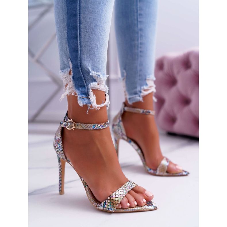 Sandali Da Donna Con Tacco Alto Lu Boo Snake Beige Ramann multicolore 1