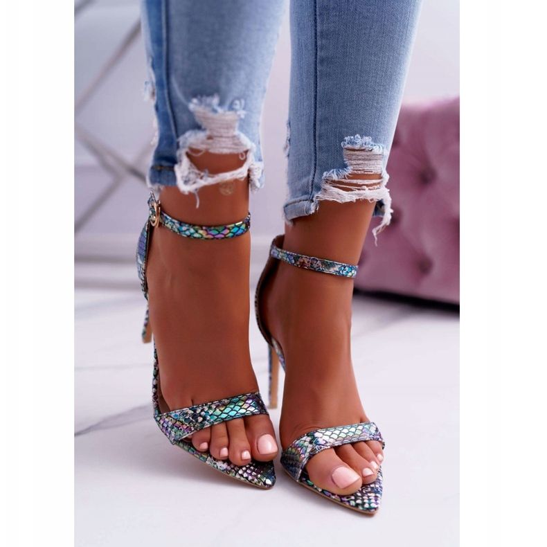 Sandali Da Donna Con Tacco Alto Lu Boo Snake Verde Ramann multicolore 2