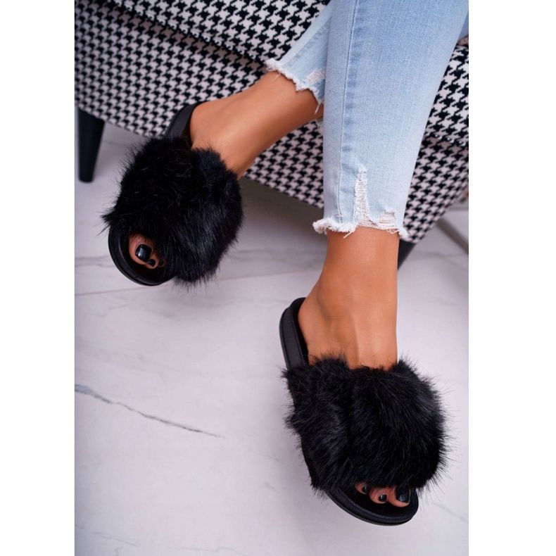 Infrasoli da donna con pelliccia nera nero 2