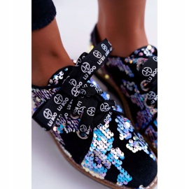 Scarpe brogue da donna Lu Boo Argento Paillettes Moonlight nero multicolore 1
