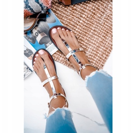 Lu Boo Argento Specchio Sandali Romana Giapponese Lento grigio 2