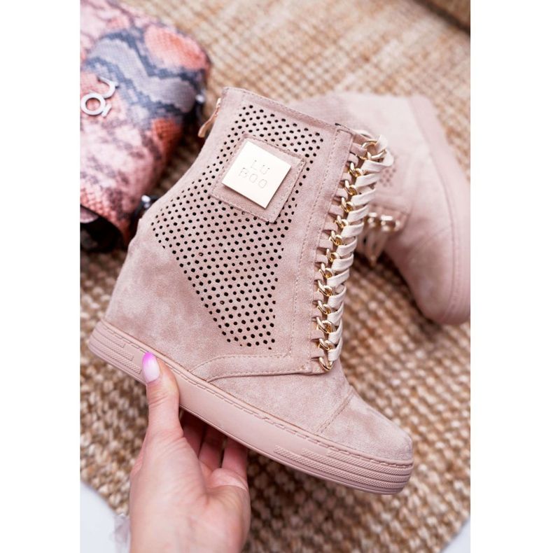 Sneakers Donna Lu Boo Camoscio Traforato Beige Clamma 1
