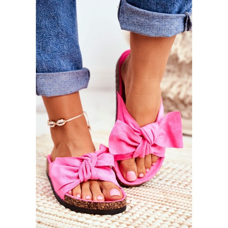 BUGO Pantofole da donna su sughero neon fucsia Wendy rosa 1