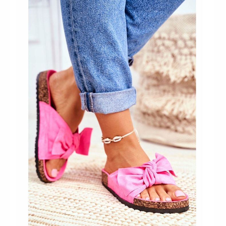 BUGO Pantofole da donna su sughero neon fucsia Wendy rosa 2