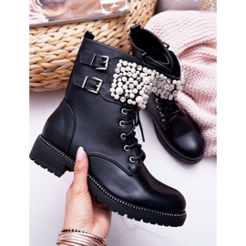 SEA Stivali da donna con tacco piatto Military Black Bemmer nero 2