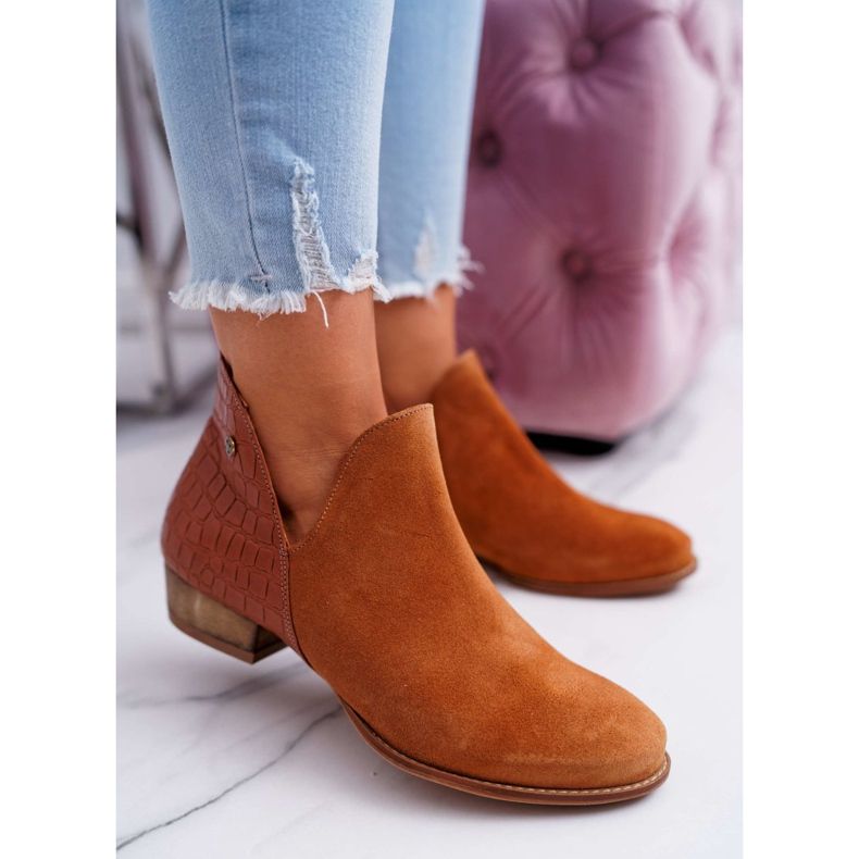 Stivali piatti da donna Maciejka Autunno in pelle rosso 04091-29 marrone 1
