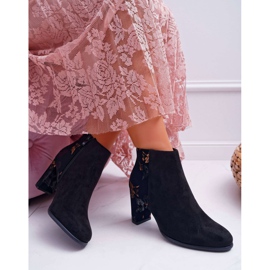 Stivali Da Donna Con Tacco Alto Sergio Leone Con Fiori Dorati Folk Nero Eros2 2