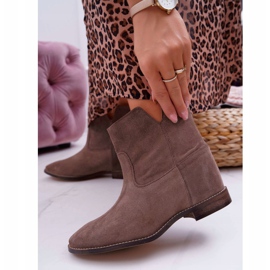 Stivali Donna Zeppa Nascosta Tacco Piatto Cappuccino Scuro Nicole 2419 marrone 1