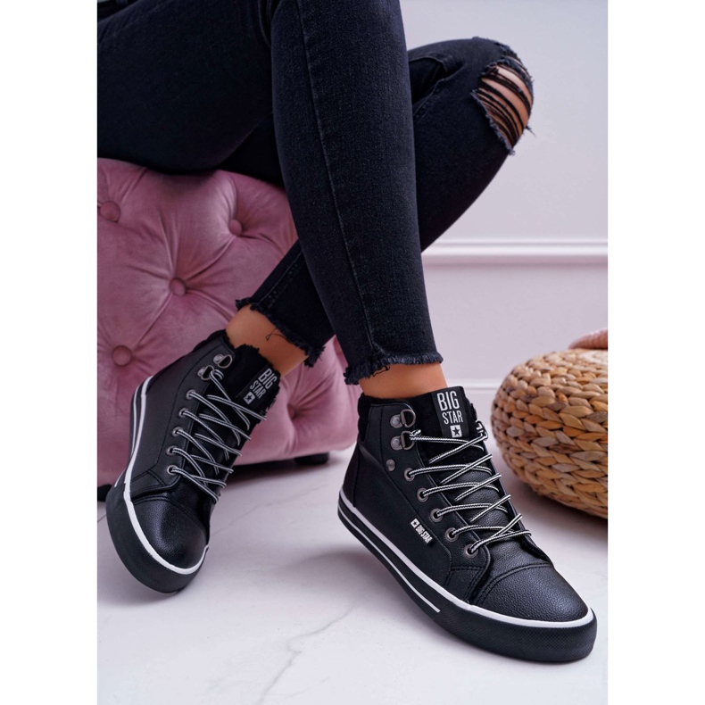 Sneakers da donna Big Star High Black Warmed EE274410 nero 1
