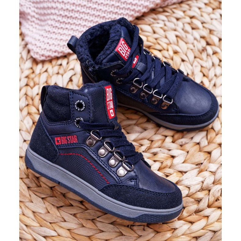 Scarpe da bambino per bambini Sneakers Big Star Pelle di pecora Blu navy EE374088 1