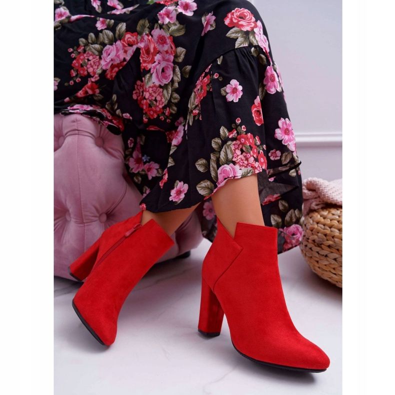 Vinceza Stivali Donna Con Tacco Camoscio Ruffle Rosso 2