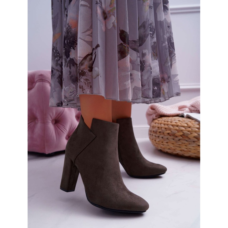 Vinceza Stivali Donna Con Tacco In Camoscio Kaki Ruffle cachi 1