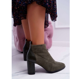 S.Barski Stivali da donna in camoscio con tacco alto Khaki Ferrous cachi 1