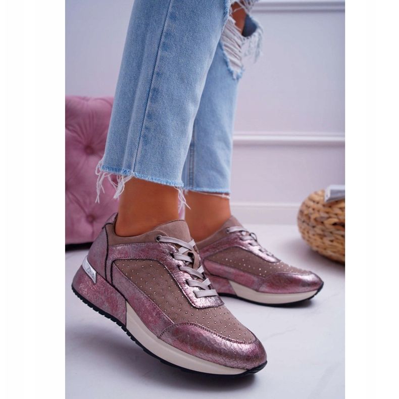Scarpe sportive da donna Beige Sergio Leone Ondar marrone rosa 1