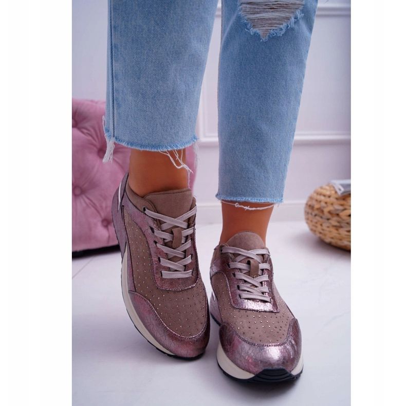 Scarpe sportive da donna Beige Sergio Leone Ondar marrone rosa 2