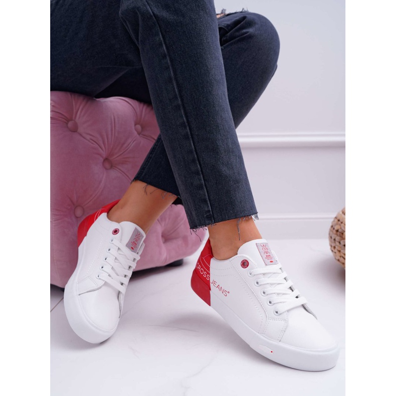 Sneakers Donna Cross Jeans Bianco EE2R4016C rosso 1
