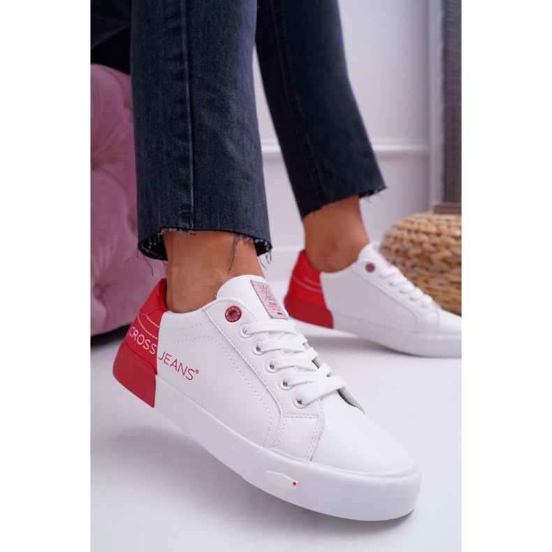 Sneakers Donna Cross Jeans Bianco EE2R4016C rosso 2