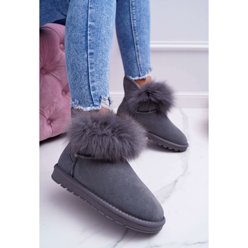 HAN Stivali Da Neve Da Donna Con Pelliccia Con Pelliccia Scamosciato Grigio Memento 2