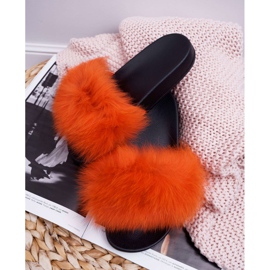 Ciabatte da Donna con Pelliccia Naturale Arancio Naturis arancia 2