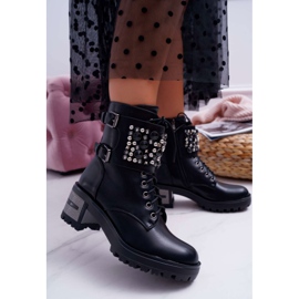 POPA Stivali Alti Da Donna Rock Con Patta Nero Infinity 1
