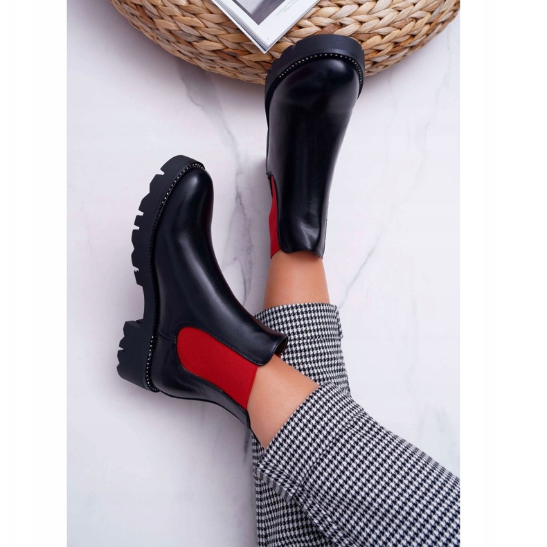 HAN Stivaletti da donna Stivali Jodhpur Gomme rosse Nero Superpower rosso 2