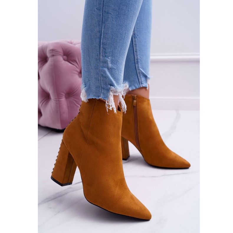 PS1 Stivali Da Donna Con Tacco Alto Con Rivetti In Spitz RB23P Camel Snack marrone 1