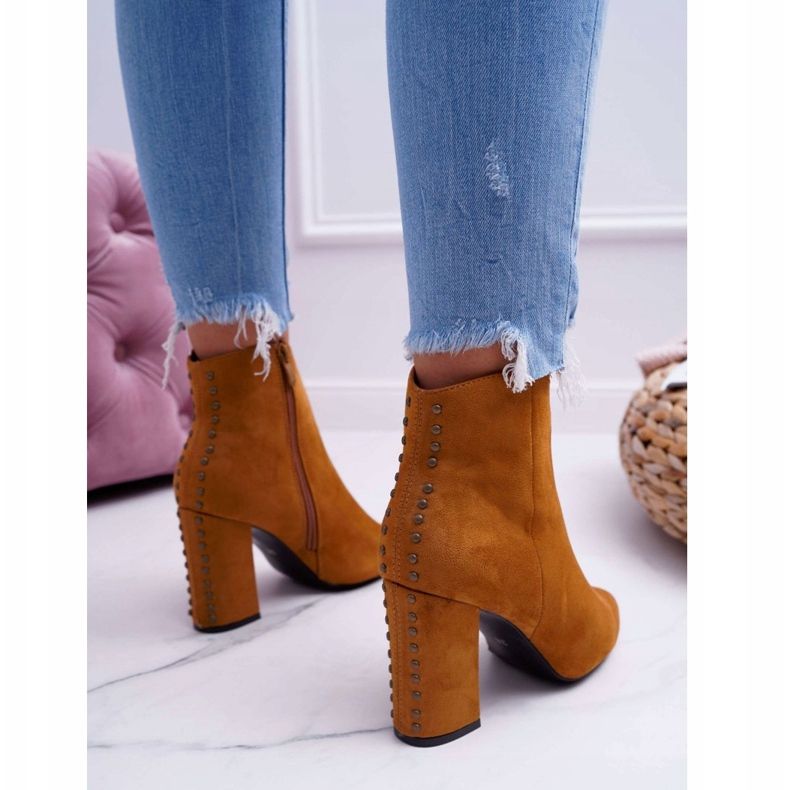 PS1 Stivali Da Donna Con Tacco Alto Con Rivetti In Spitz RB23P Camel Snack marrone 2