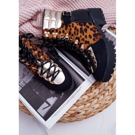 WIN Stivali da donna Trappers Tacco piatto Leopard print Move On nero 1