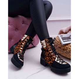 WIN Stivali da donna Trappers Tacco piatto Leopard print Move On nero 2