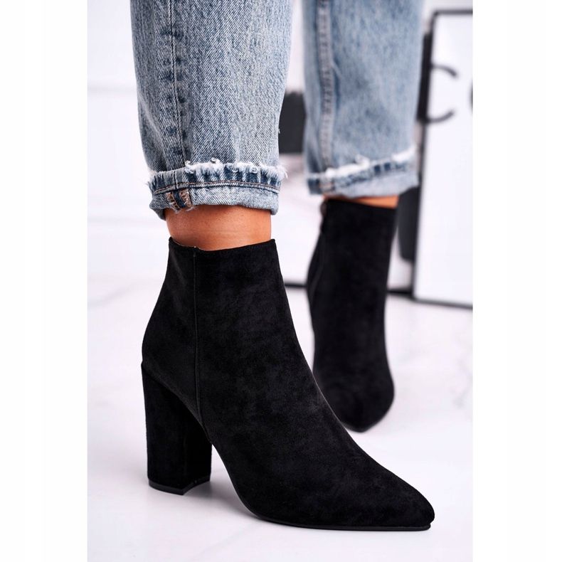 FW1 Stivali da donna con tacco Suede Black Sharks nero 2