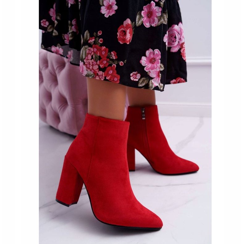 FW1 Stivali da donna con tacco Suede Red Sharks rosso 1