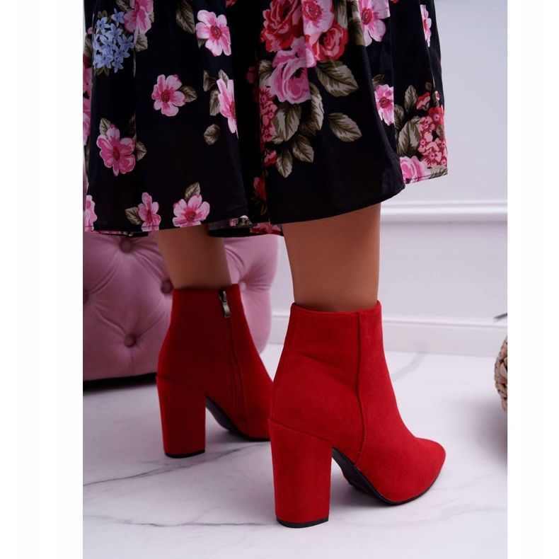 FW1 Stivali da donna con tacco Suede Red Sharks rosso 2