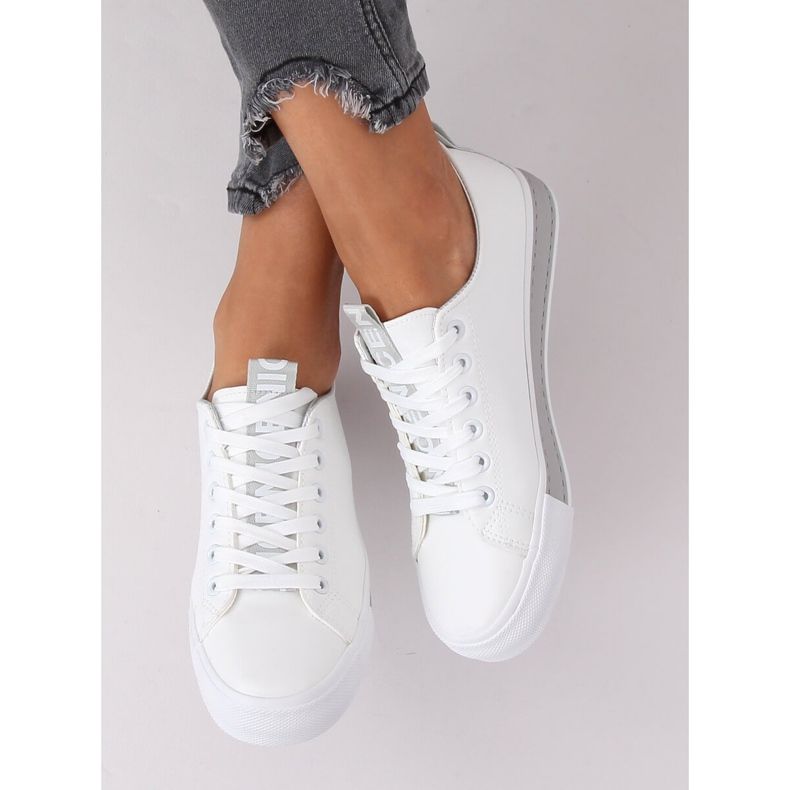 Sneakers da donna bianche e grigie R13YD1388-11 Grey bianca grigio 2