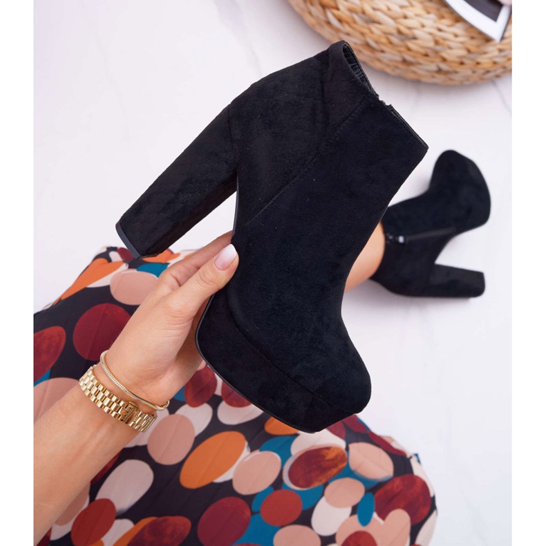 ADY Stivali da donna con tacco e plateau in camoscio nero Celinne 2