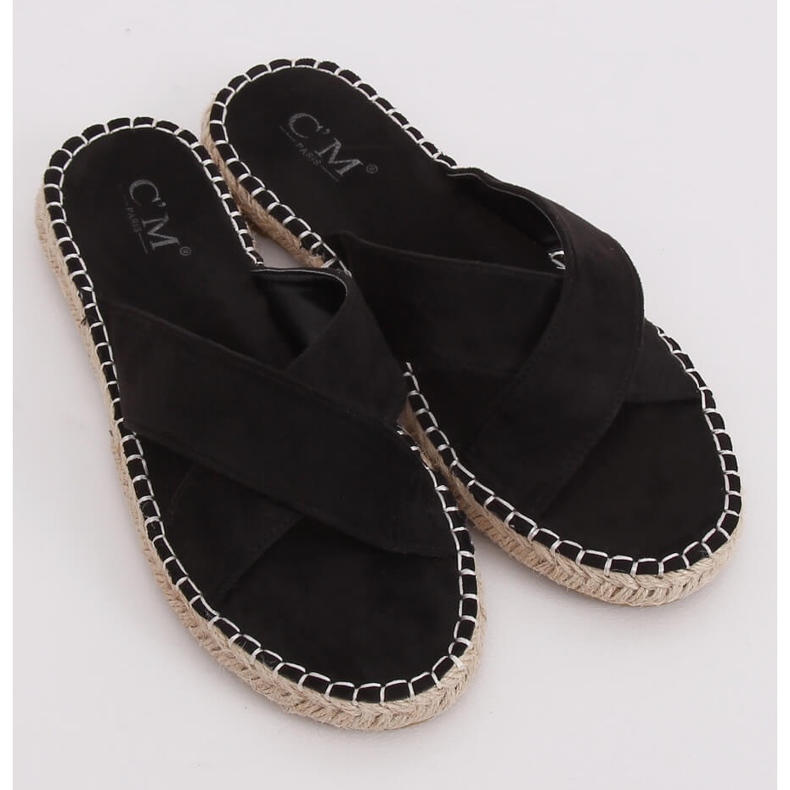Pantofole espadrillas nere 499-35 Nero 1