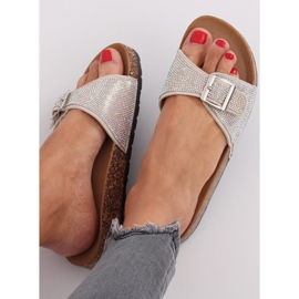 Pantofole scholki beige con pietre L-1032 Beige 2