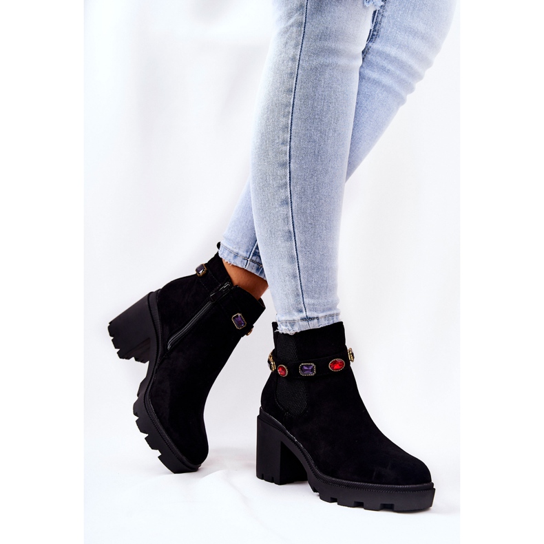 SEA Stivali Donna Con Tacco Con Cristalli Nero Macbeth 2