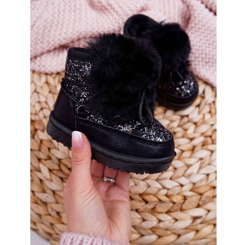 FRROCK Stivali Da Neve Per Bambini Con Pelliccia Minnie Nero 2