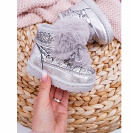 FRROCK Stivali Da Neve Per Bambini Con Pelliccia Argento Minnie grigio 2