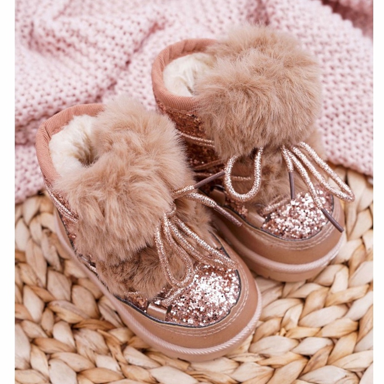 FRROCK Stivali Da Neve Per Bambini Con Pelliccia Champagne Minnie rosa 2