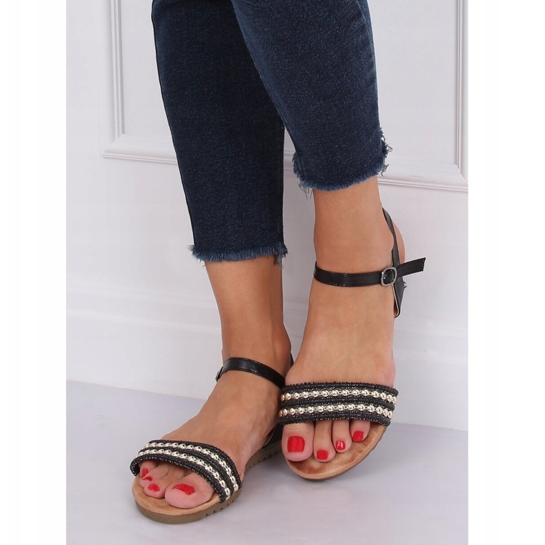 Sandali neri da donna HT-68 Black nero 1