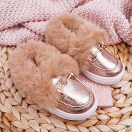 Sneakers Bambini Con Pelliccia Warm Champagne Grendy d'oro 1
