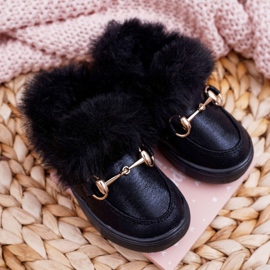 Sneakers da bambino nere con pelliccia nero 1